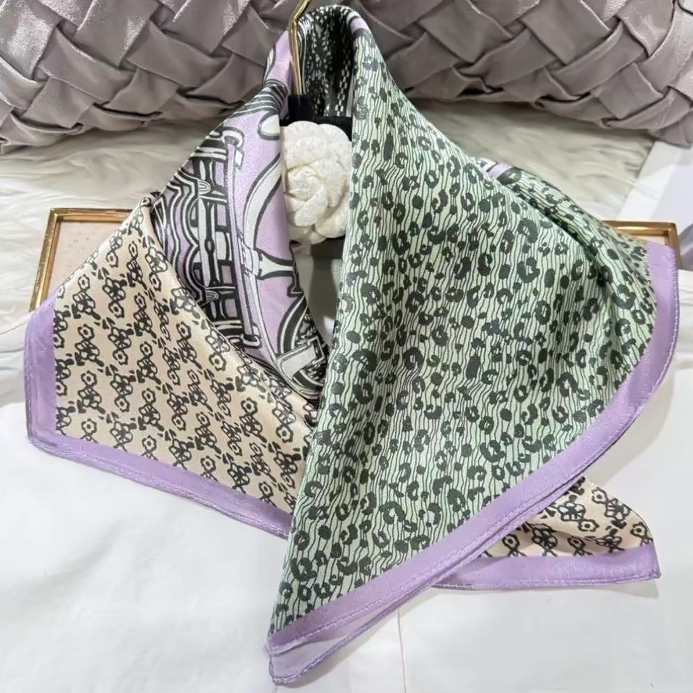 

зеленый Женский шарф из 100% шелка тутового дерева для волос платок весна осень элегантный цветочный маленький шелковый квадратный шейный платок косынка