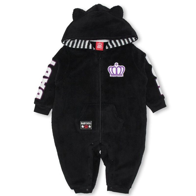 

Cute Little Bear Family Coral Fleece Bear Rabbit Ears Ball Tail Toddler Jumpsuit Outdoor Outfit Black One Size Fits All F