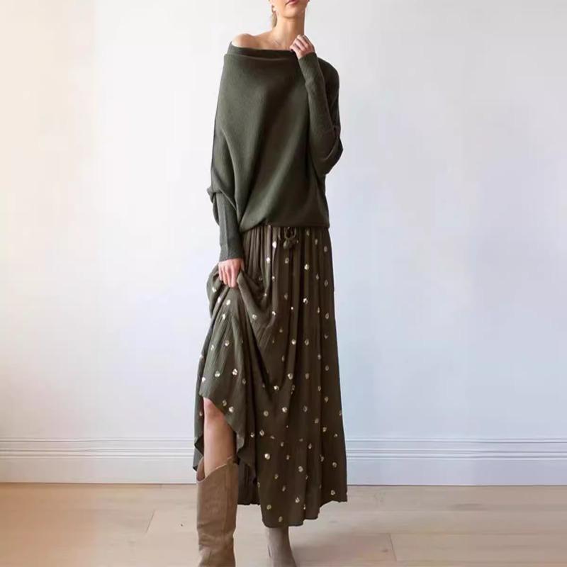 Pull en tricot plissé à manches longues et col rond pour femme, couleur unie, confortable, automne et hiver