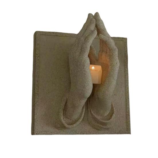 Prayer Hand Candlestick Resin Material Symbol of Faith Emotion Warmth Hope Candle Stand Peaceful Home Accent
