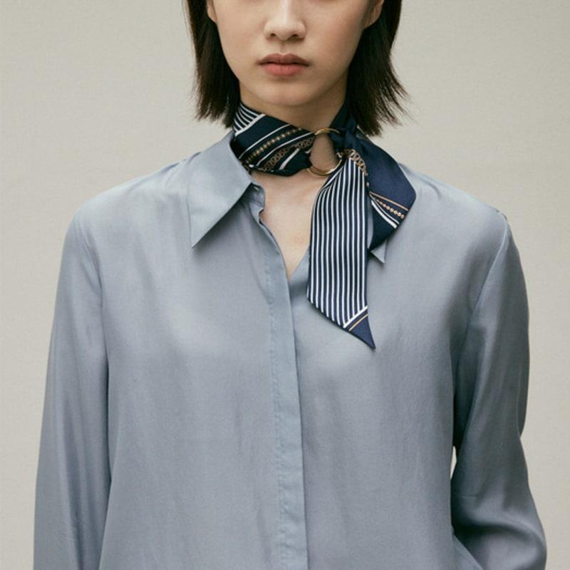 Saint Luxure Luxury Twilly Scarf Vane Navy SL21FSTVNNV