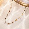 Elegant 18k Gold Titanium Necklace & Bracelet Set with Natural Stone Design for Women