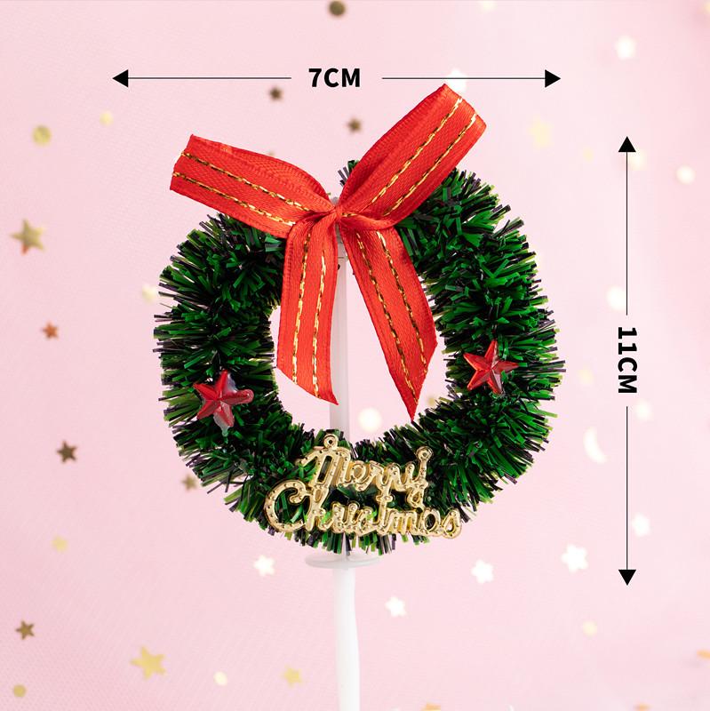 Christmas Decor Set: Card Inserts, Cake Toppers, Cup Garland, Wreath Ornaments, Strawberry Tower, Cartoon Star & Tree Decorations.