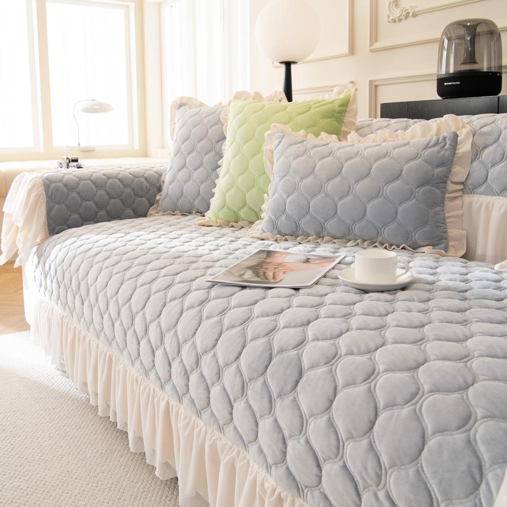 Plush Sofa Cushion French Style Sofa Cover Non-Slip Seat Cushions Cover Cloth Backrest Towel Autumn and Winter