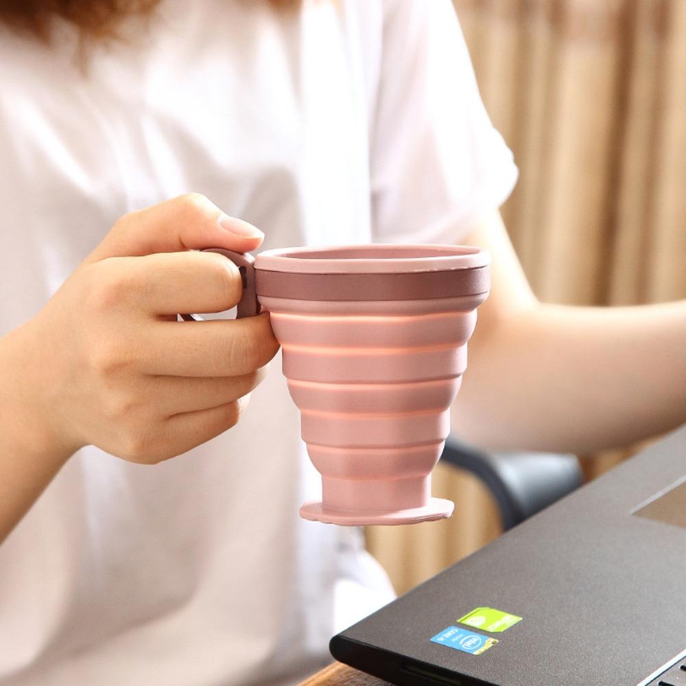 Heat Safe Silicone Folding Cups with Removable Handle Collapsible Silicone Cup  Outdoor