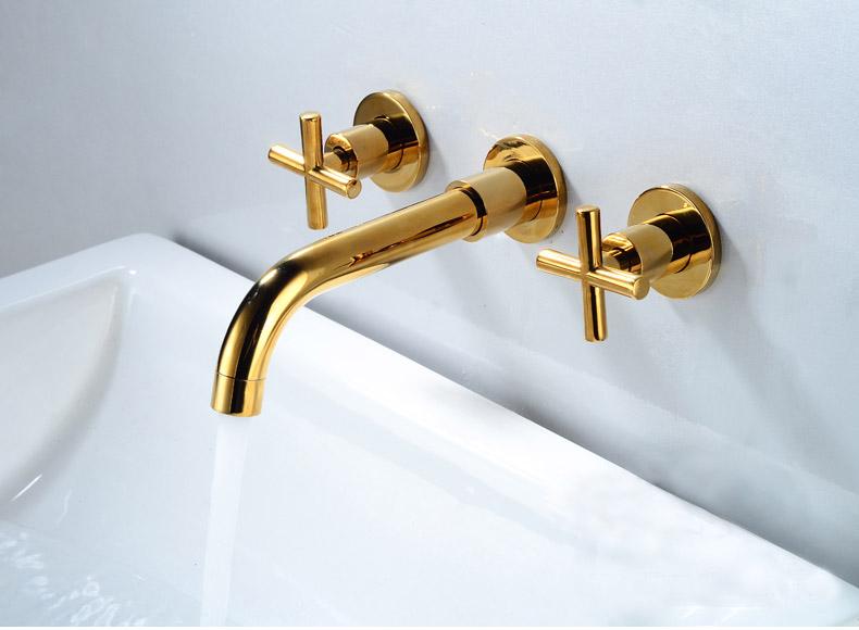 European Antique In-wall Brass Lavatory Basin Mixer Taps Bathroom Sink Faucet Hot and Cold Water Concealed Mounted Tap