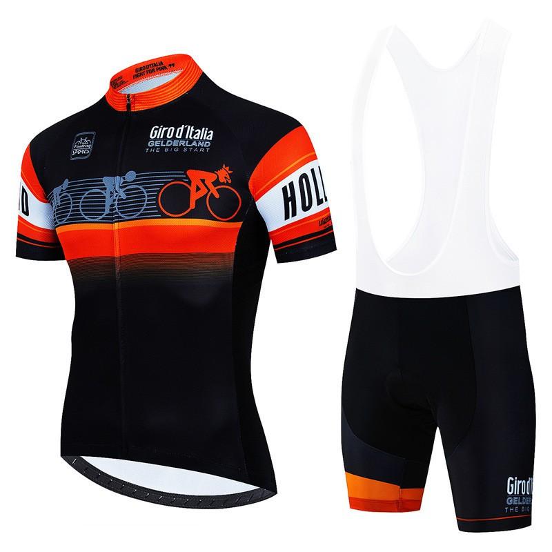 Mens Cycling Jersey Set Short Sleeve Breathable Quick-Dry Bike Riding Outfit Sportswear