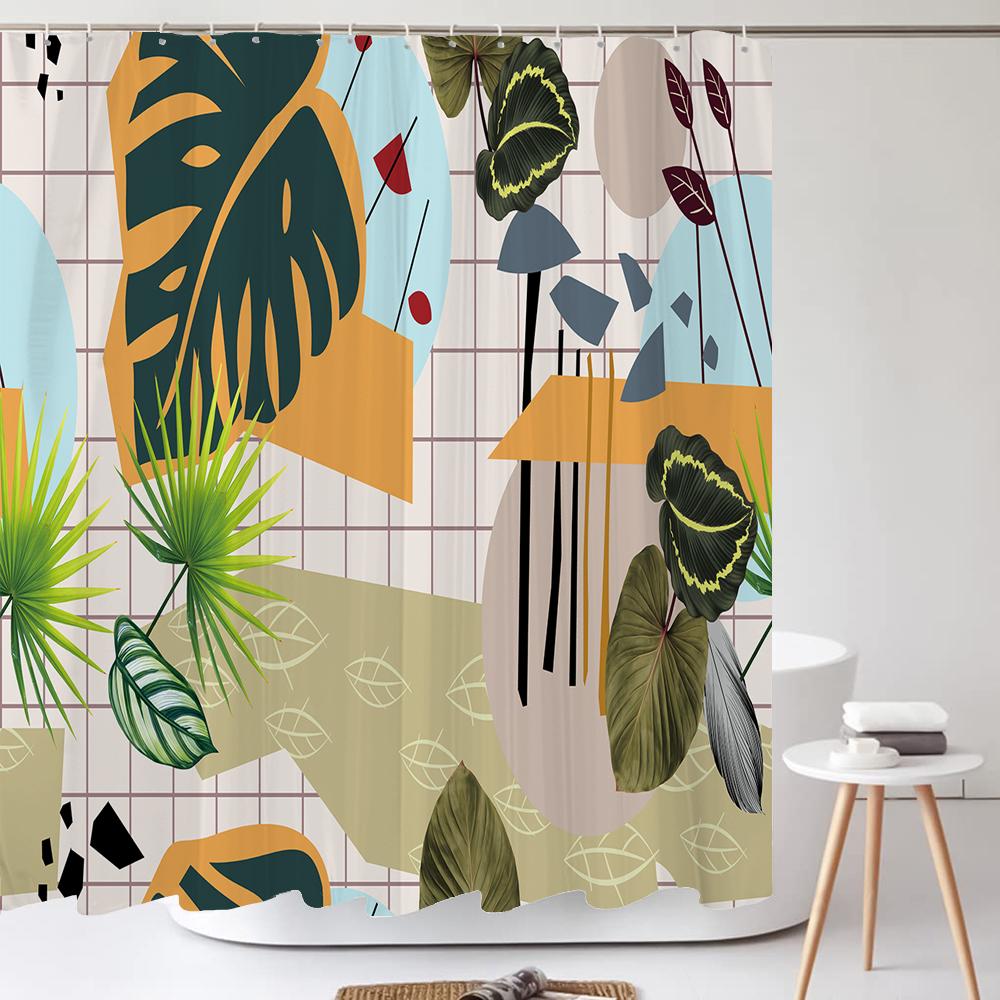Green camouflage pattern Shower Curtains Waterproof Fabric Floral Bath Curtains For Bathroom Bathtub Curtain With Hooks