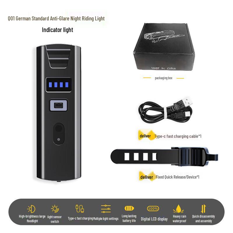 Lishi Q01 Rechargeable Bicycle Headlight 10.2x3.3x3.3cm