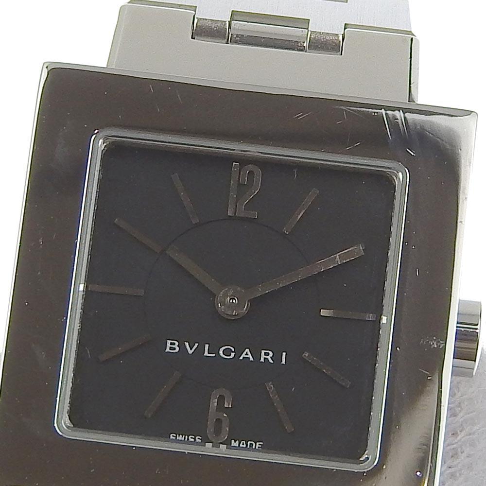 Bvlgari Quadlard Watches SQ22Stainless Steel Silver blackDial Stainless Steel Quartz Analog Display Women Used