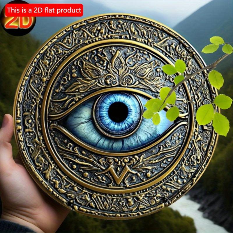 2d Flat 20*20cm, Evil Eye Wall Art, Vintage Style Wooden Sign for Home, Kitchen, Garden & Bedroom Decor, Perfect Christmas or Thanksgiving Gift