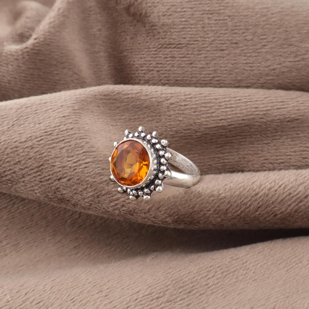Citrine Gemstone Ring, Handmade Silver Jewelry, 925 Solid Sterling Silver Spiritual Ring, Gift For Her