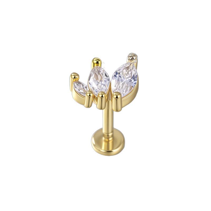 1 Adet Çiçek Tragus Piercing Küpe Ucu İçten Dişli 316L Cerrahi Çelik Takı