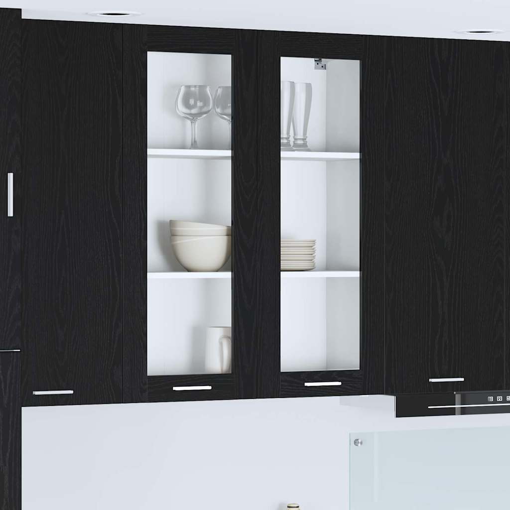 Hanging Cabinet with Storage Black Oak Effect 80 X 31 X 100 Cm