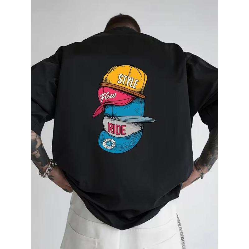 European Size Hip-Hop Style, Trendy Double-Sided Print Pattern Men'S Fashionable T-Shirt, Suitable for Home Casual Wear Or Outdoor Fitness Activities