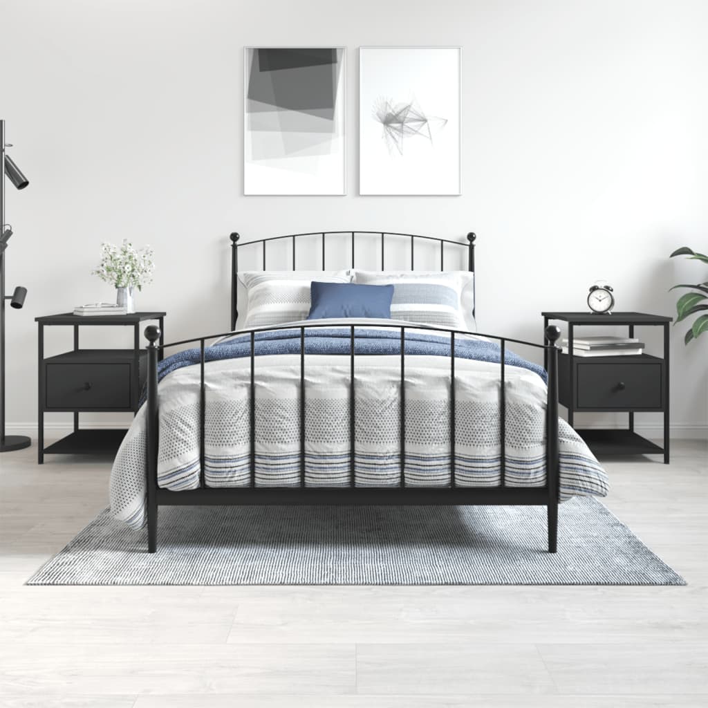 Nightstands (2 pcs) Black 40 x 42 x 56 cm Engineered Wood