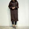 Kapuzenpullover-Kleid mit aufgesetzter Tasche, geschlitztem Saum, einfarbig, Pullover, langes Kleid, Freizeitkleidung, Übergröße, Winter warm, mit Kordelzug, Kapuzenpullover, Damenbekleidung