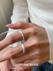S925 Sterling Silver Freshwater Pearl Open Ring - Women's Stackable Frosted Band
