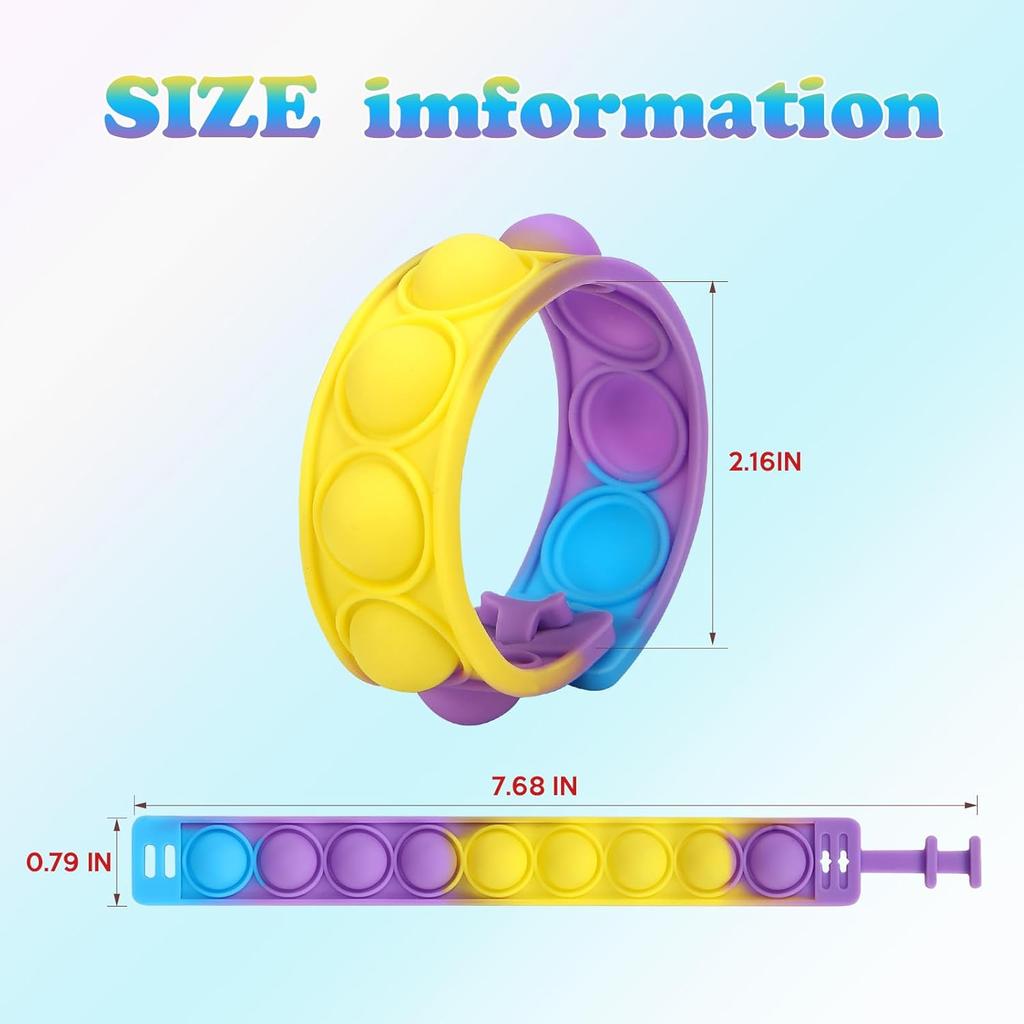 126 SZT Bransoletka Pop it Zestaw Zabawek Fidget, Bransoletka Fidget Prezenty na Przyjęcie Urodzinowe, Opaska na Nadgarstek Odstresowująca dla Osób z Autyzmem i ADHD, Opaska Fidget jako