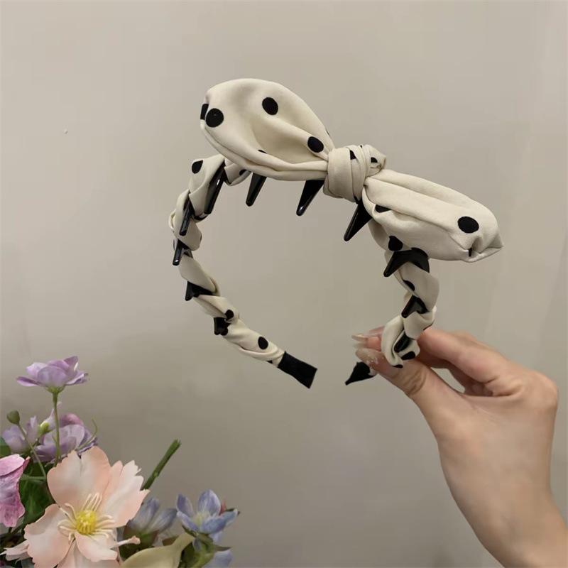 Elegant Polka Dot Bow Toothed Hairband For Women Girls Sweet Hair Ornament Headband Hair Hoop  Hair Accessories Gift