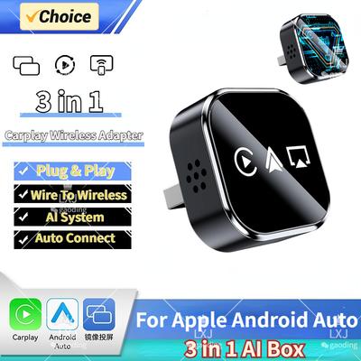 2025 New Carplay Adapter Wireless Plug & Play For Apple Android Auto Airplay Smart MiNi 3in1 AI Box CarPlay Fit 99% Vehicle