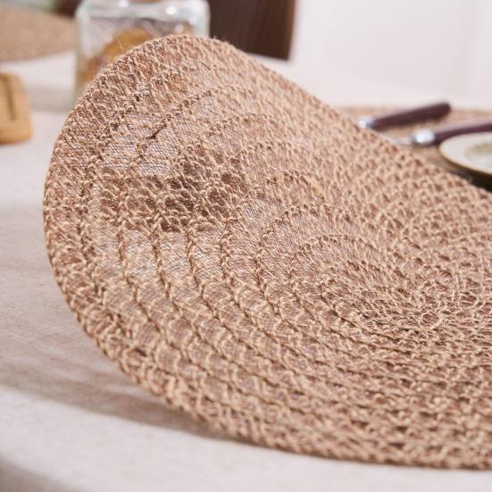 Round Boho Placemat Handwoven Heat Insulation Placemat Rustic Table Protector Mat for Home Farmhouse Weddings Baby Showers