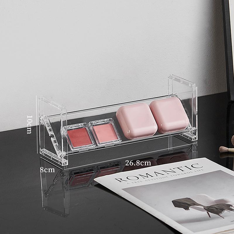 

Трехъярусная акриловая подставка для косметики, многоцелевой лоток для теней, полка для хранения румян, креативный настольный органайзер для игрушек и мелочей M