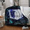 1Pc Attack Titan Emblem Flannel Blanket, Soft And Comfortable, Casual Warm, Camping Travel, Christmas, Halloween Xmas Gift L1564