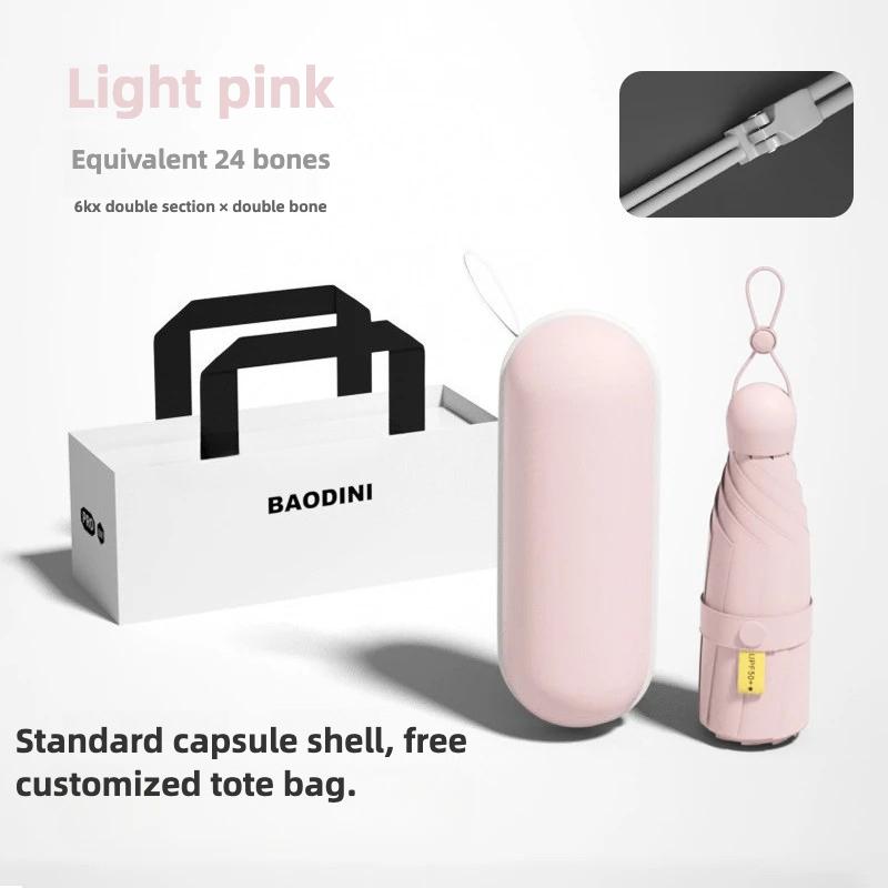 Mini-Damenregenschirm Kleiner Taschen-Fünffach-Sonnenschirm Sonnenschirme Sonnenschutz UV-Schutz Kapselschirm Sonnig und Regnerisch