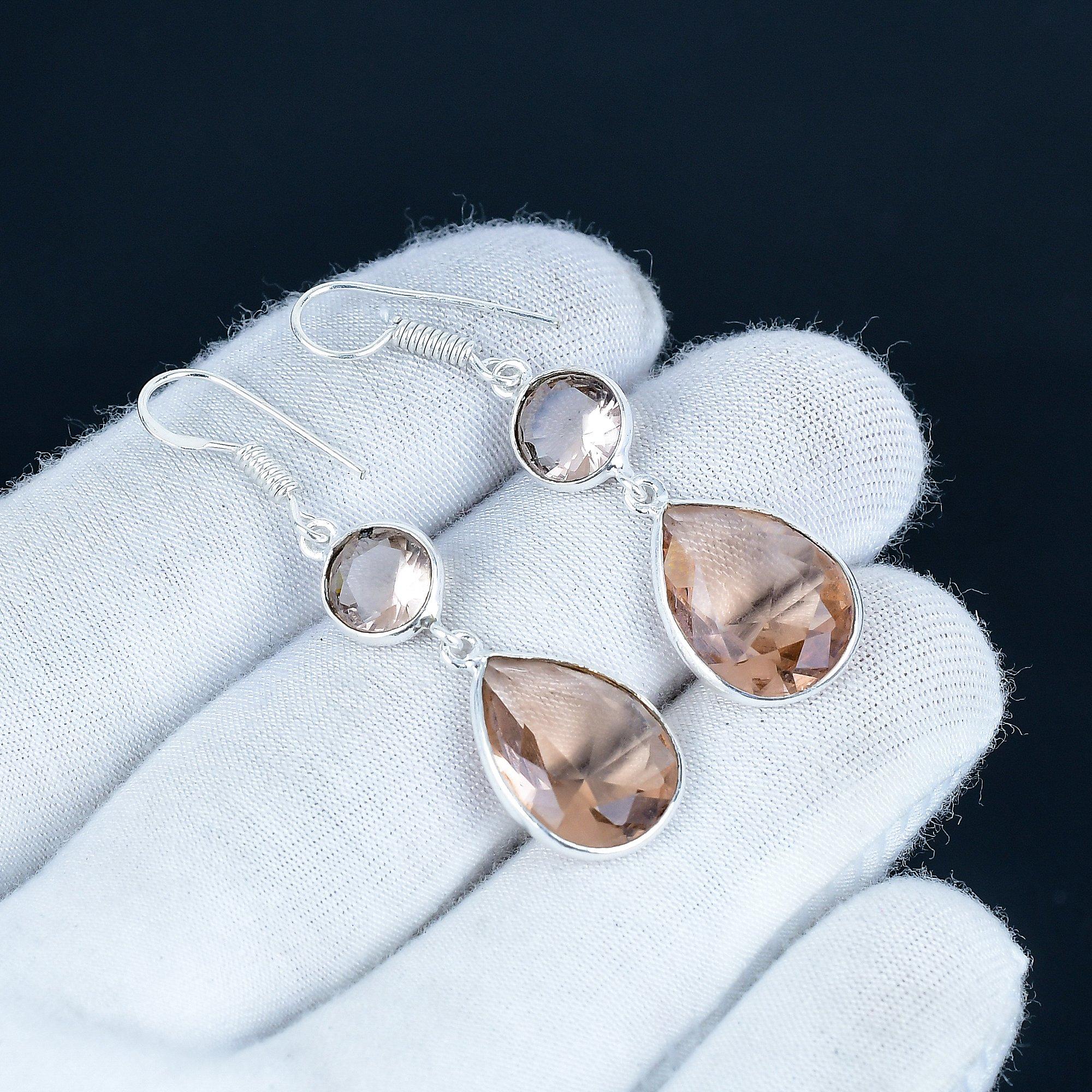 

Красивые серьги с морганитом, серьги из стерлингового серебра 925 пробы, серьги-подвески ручной работы в стиле бохо, подарок для вечеринки 7 Cm оранжевый