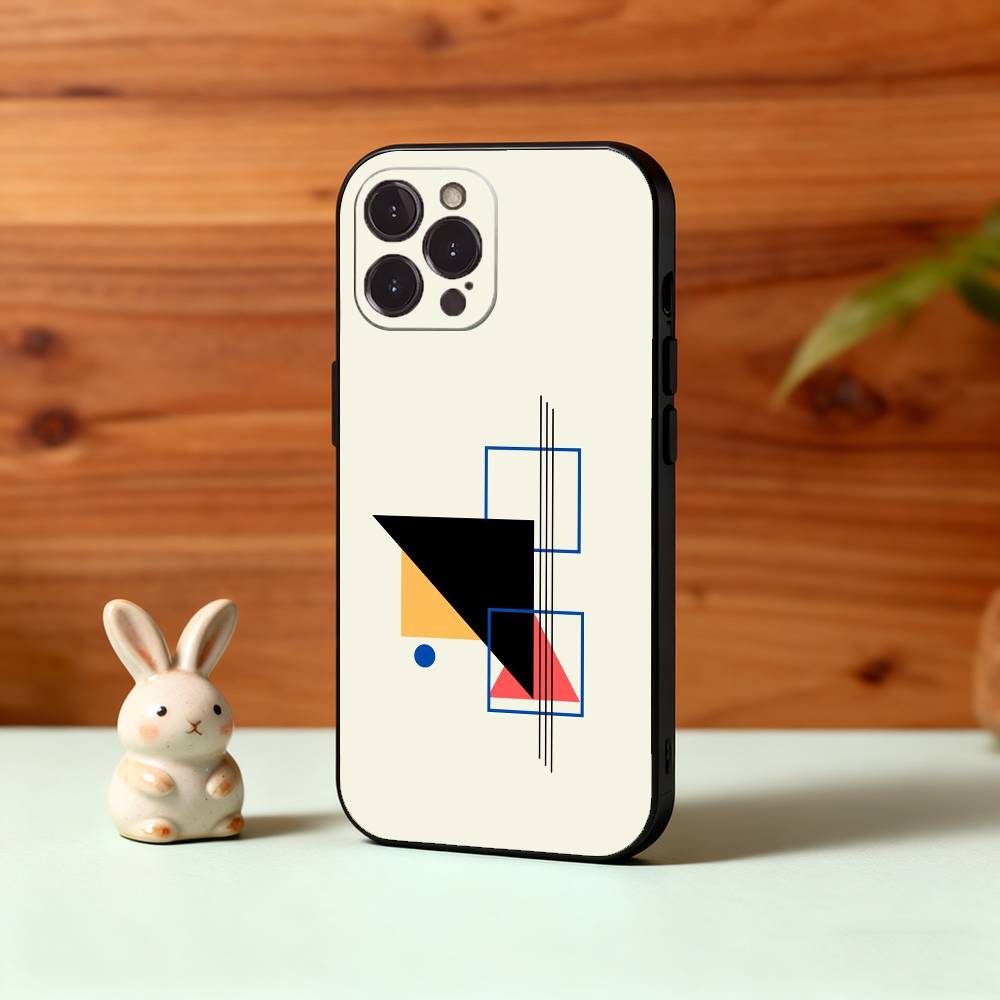 Mondrian-Bauhaus Abstract Shapes Phone Case For iPhone17,16,15,14,13,12,Plus,Pro Max, 5G Others Soft Black Cover