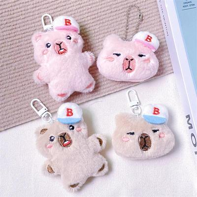 Capybara Plush Keychain with Baseball Cap - Cute Bag Decoration Doll Accessory