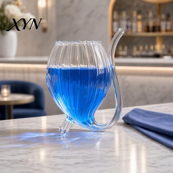 Comfortable Grip Wine Glass Vampire Shape Glasses, Transparent Cocktail with Drinking Tube, Novelty Straw Cup for Wine, Champagne, Juice, Home,