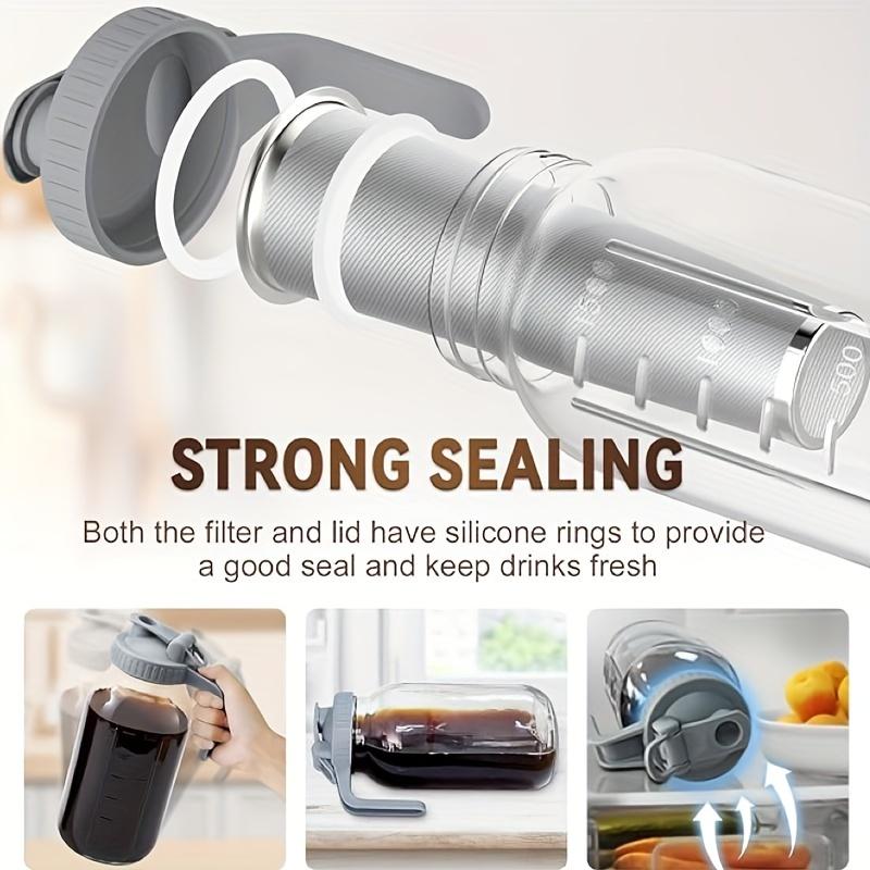 Cold Brew Coffee Maker Mason Jar Kanna - Heavy Duty Soda Lime Glass med högkvalitativt rostfritt stål Mesh Filter & Flip Cap Lock - Iced Tea & Coffee &