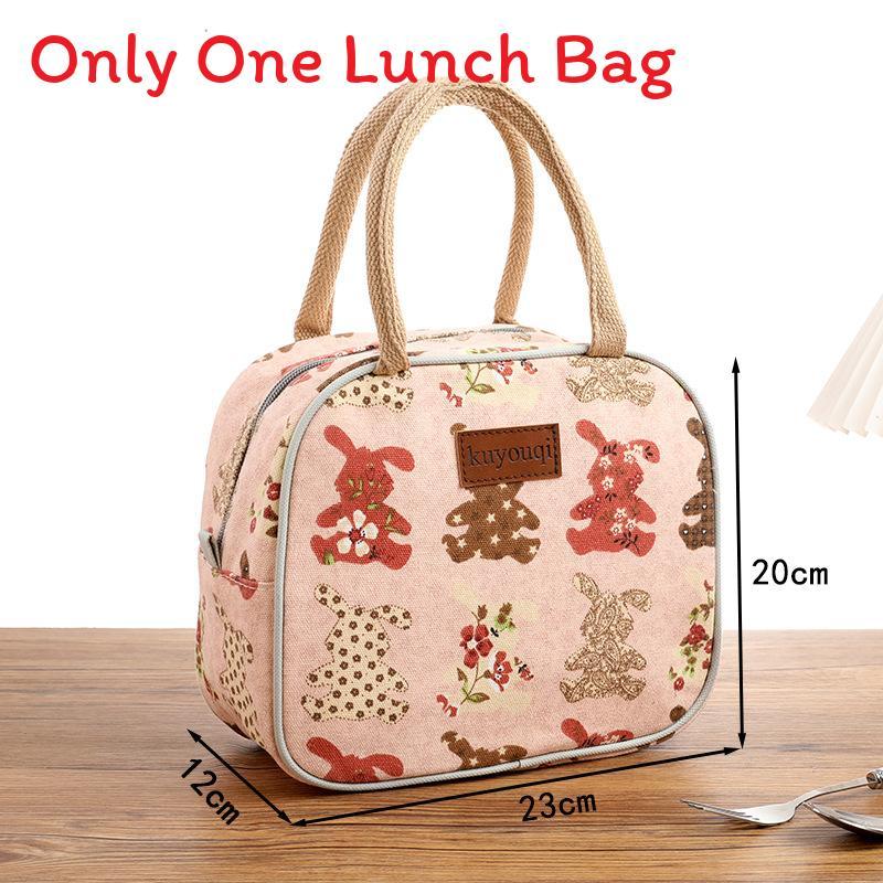 Canvas Lunch Bag Handheld Tote For Office Workers And Students With Zipper Closure