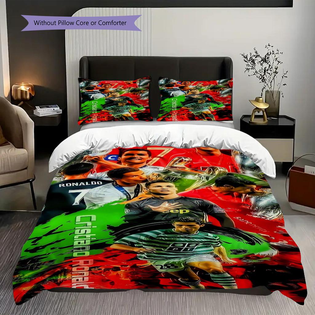Ronaldos Legacy Bedding (1 * Duvet Cover + 2 * Pillowcase, Without Core) 2D Flat Duvet Cover and Pillowcase Bedding Set Christmas Birthday Gift