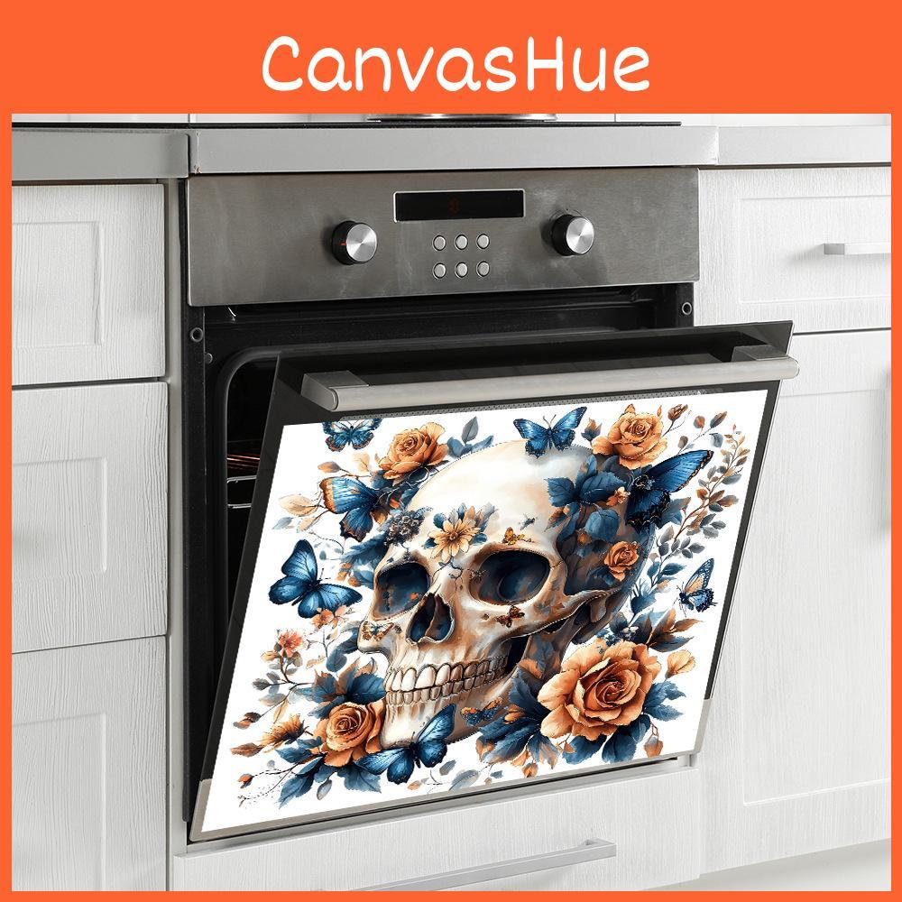 Skull Halloween Smiling With Flower Butterfly Stickers For Lounge Area Decor
