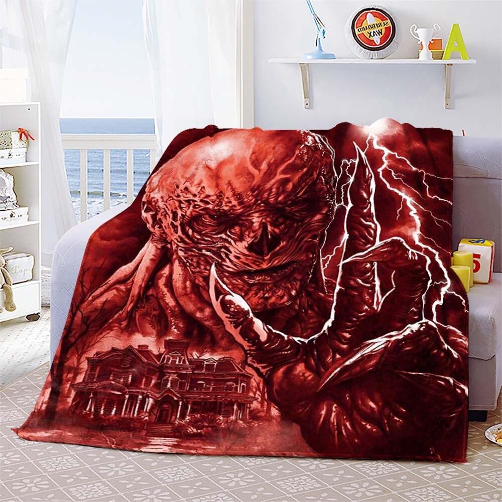 Vecna Stranger Things Mind Flayer Demogorgon Throw Blanket Cover Flannel Beds Sofa Bed Sheet Soft Bedding Room Decor Fans Gift