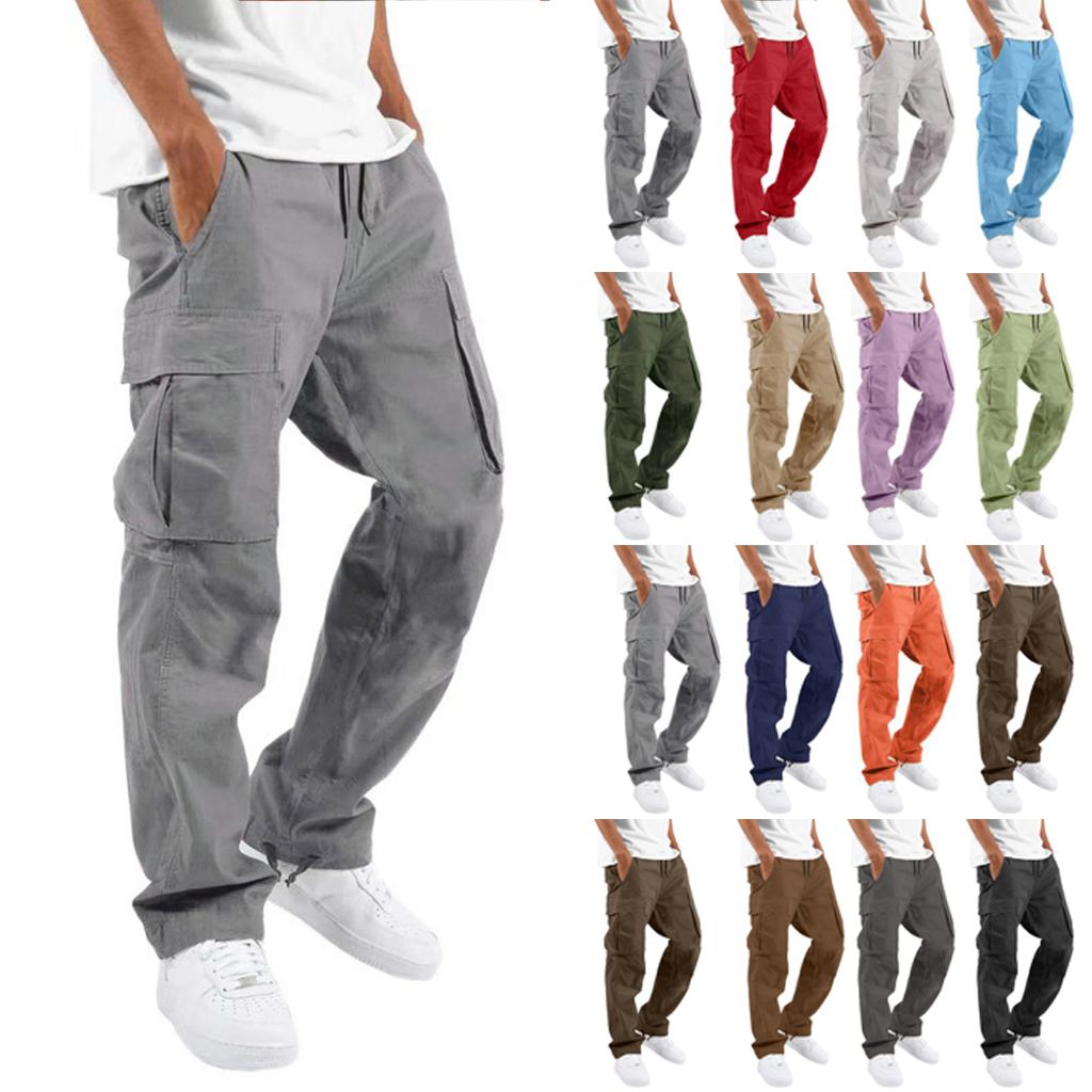 Pantaloni da Lavoro da Uomo con Coulisse e Tasche Multiple, Pantaloni Lunghi Casual