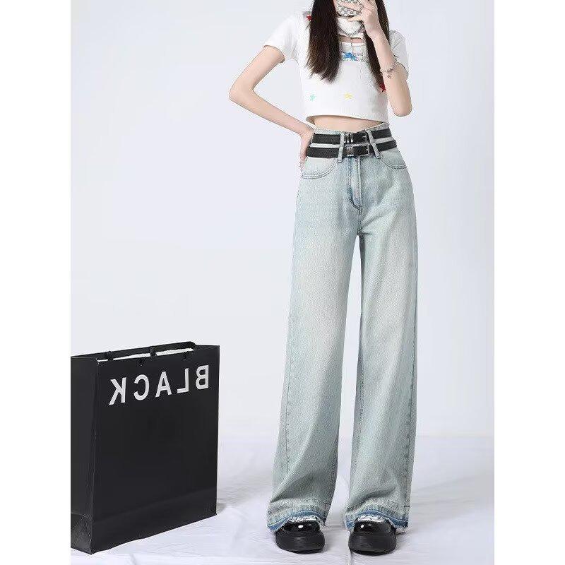 Women's Light Wide-Leg High-Waisted Jeans - Slimming, Floor-Length, Summer 2026 Collection
