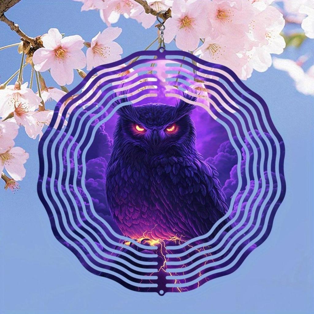 Mandala Owl Wind Chime 2D Metal Art Decor with 360 Swivel Hook for Outdoor Garden Patio Yard No Power Needed Easy to Hang