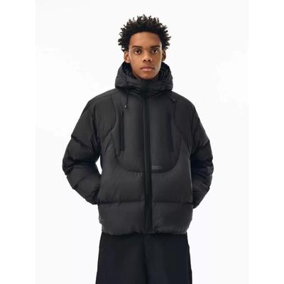 Casaco de algodão curto tridimensional com capuz e fecho duplo para casais, novo inverno feminino, solto, branco coco, quente, masculino