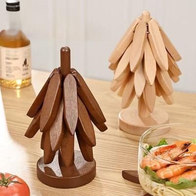 Tree Design Stand Wooden Trivets Decorative Anti Scald Heat Resistant Table Mat Coaster Wood Placemats Pot