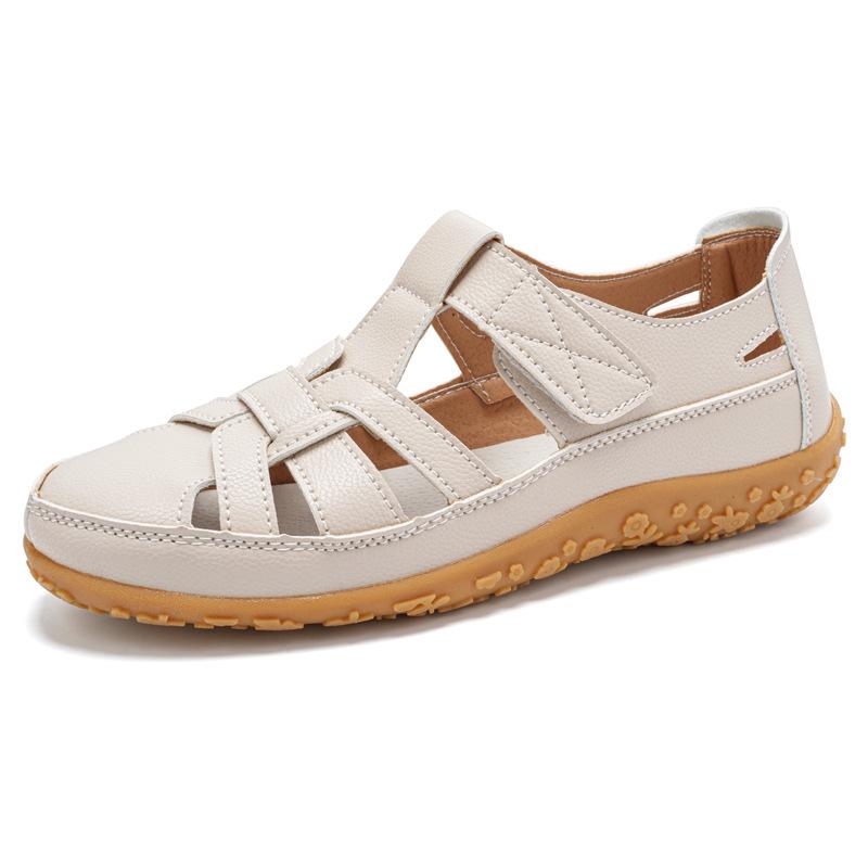 Plus Size Summer Retro Sandals: Soft Sole Velcro Beach Shoes for Women
