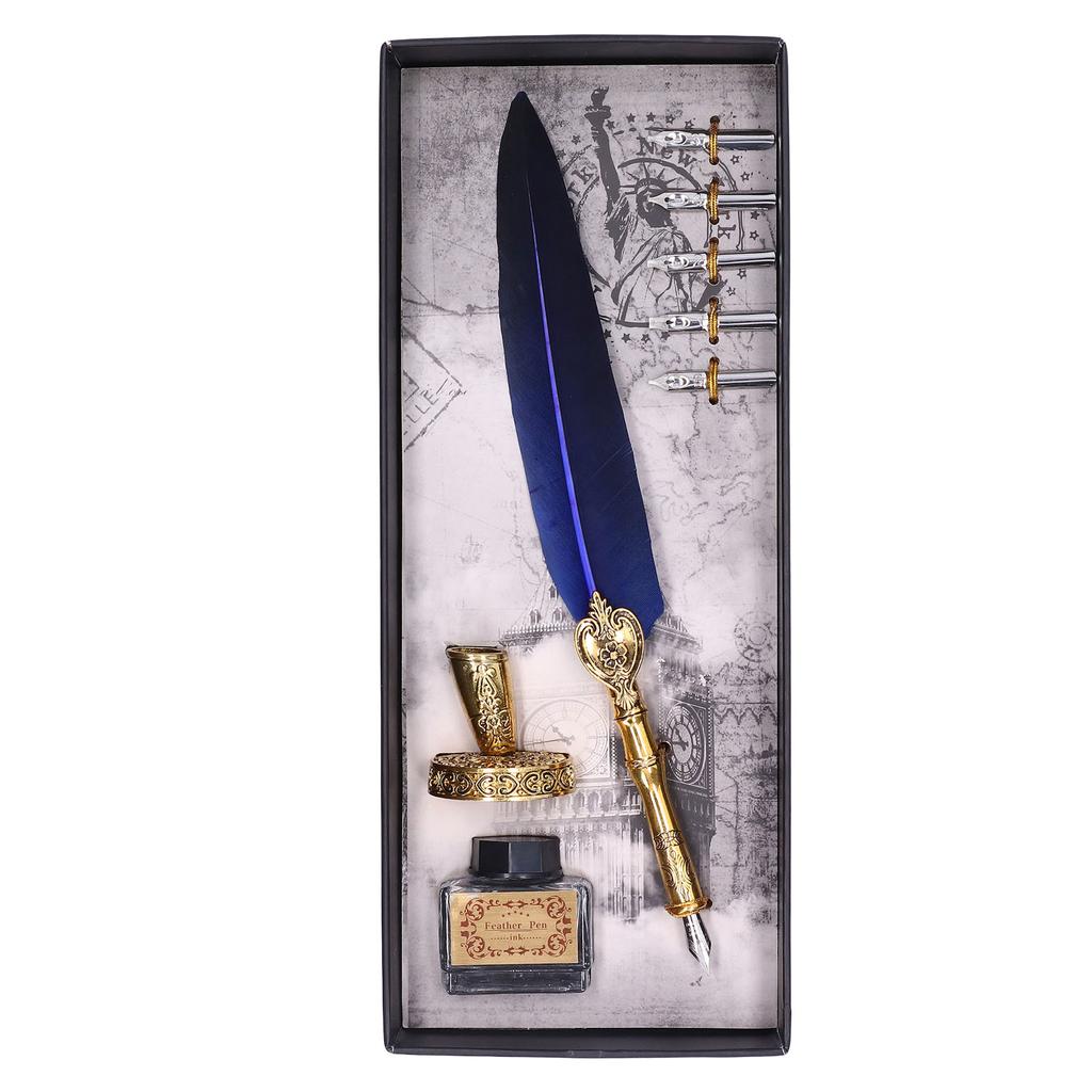 Caneta Exquisite Vintage Elegante Aço Inoxidável Suavemente Escrita Resistente ao Desgaste Caneta de Pena