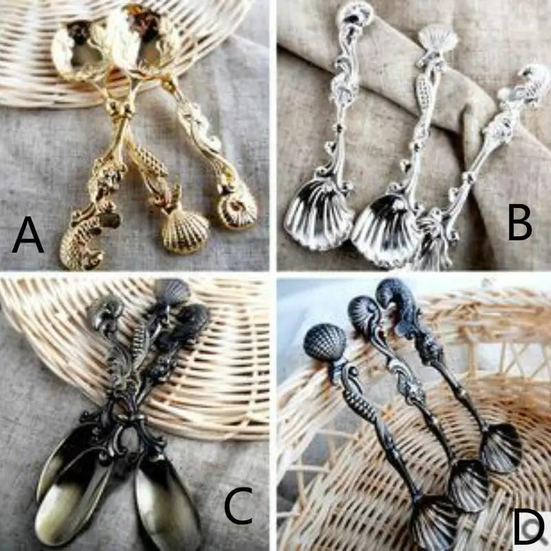 3Pcs/Pack Vintage Coffee Spoon Elegant Stirring Spoon for Tea and Coffee Perfect Gift for Wedding Ocean Theme