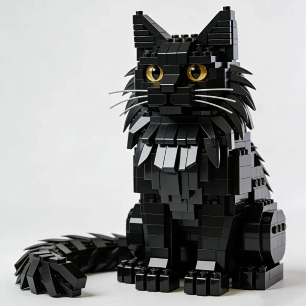 Realistisches Maine Coon Katze Bausteine Set DIY Zusammenbau Tier Modell Kreative Haus Schreibtisch Dekoration Haustier Sammlung Geschenke