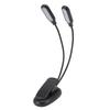 LED Desk Lamp Double Headed USB Rechargeable Clip Table Lamp for Dormitory Reading Piano Music Score Black