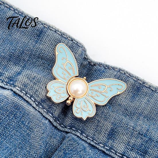 Strong Metal Waist Clip Pants Tighteners No-Sewing Butterfly Flower Buttons Pins Adjustable Snug Fit Jeans Accessory Buckle Extender for Loose Skirts