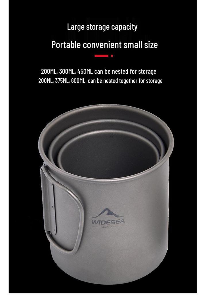 Widesea Titanium Camping Cup 450ML – Lightweight Outdoor Coffee Cup/Tableware